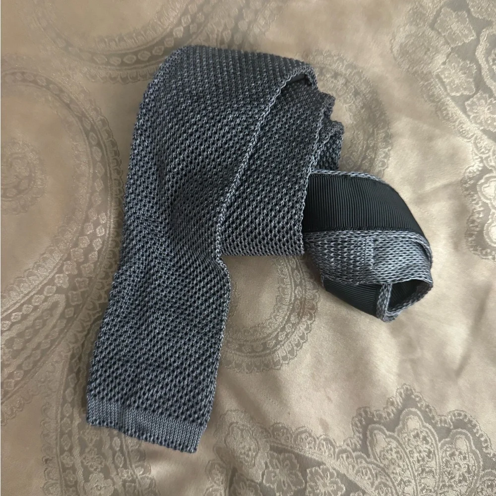 Nordstrom Mens Silk Skinny Grey Tie - Picture 2 of 5
